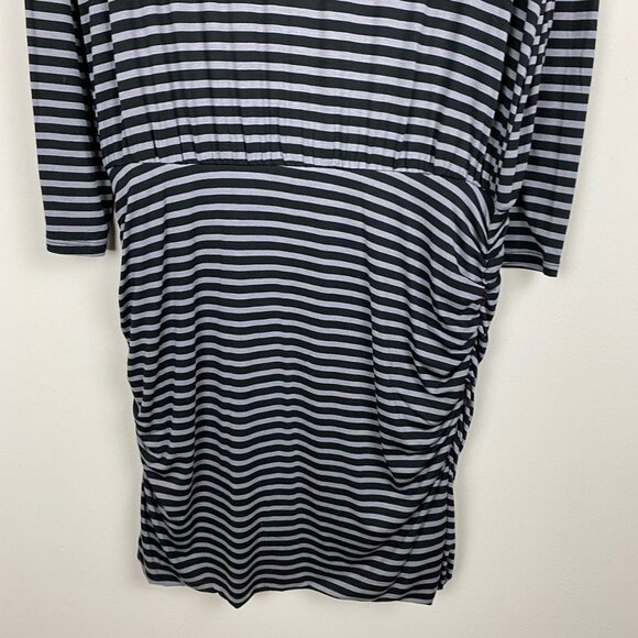 Banana Republic Large Bodycon Dress Long Sleeve Jersey Black Gray Striped NWT - Picture 3 of 9